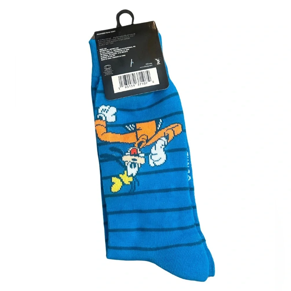 Disney Mickey Mouse & Friends Blue Striped Crew Socks | NWT | O/S Adult